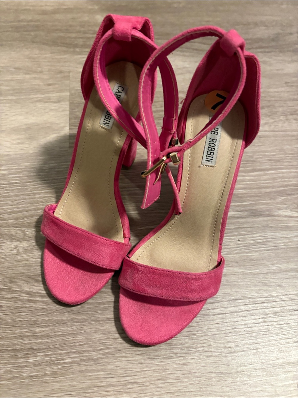 Cape Robbin Hot Pink Suede Ankle-Strap Block Heels